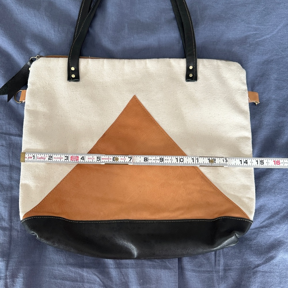 Melmax leather and canvas tote bag - Picture 3 of 15